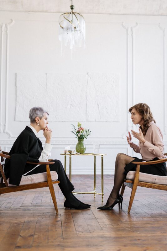 Two adults talking